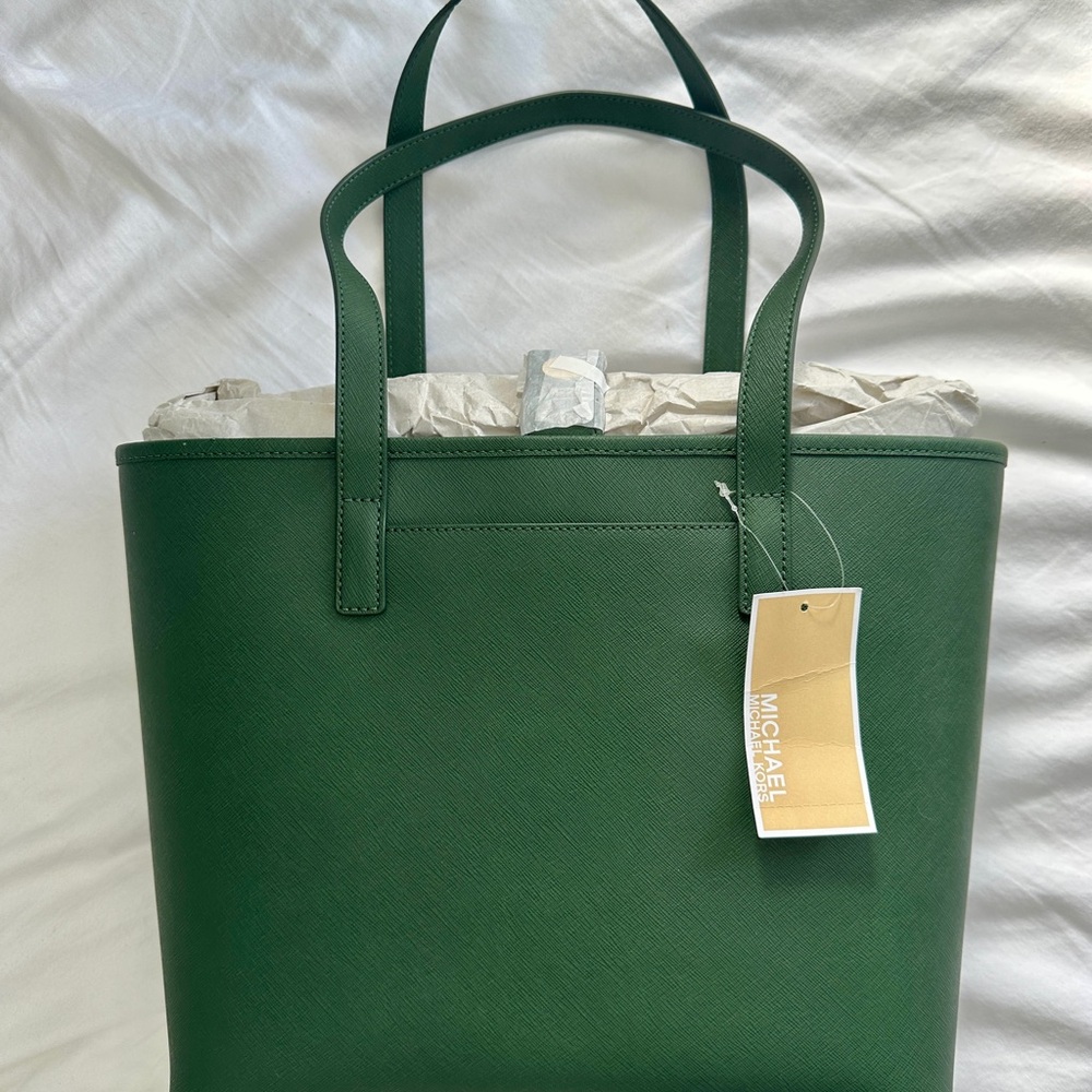 Michael Kors Microstud Center Stripe Small Travel Tote – Moss (NWT) - Picture 3 of 14